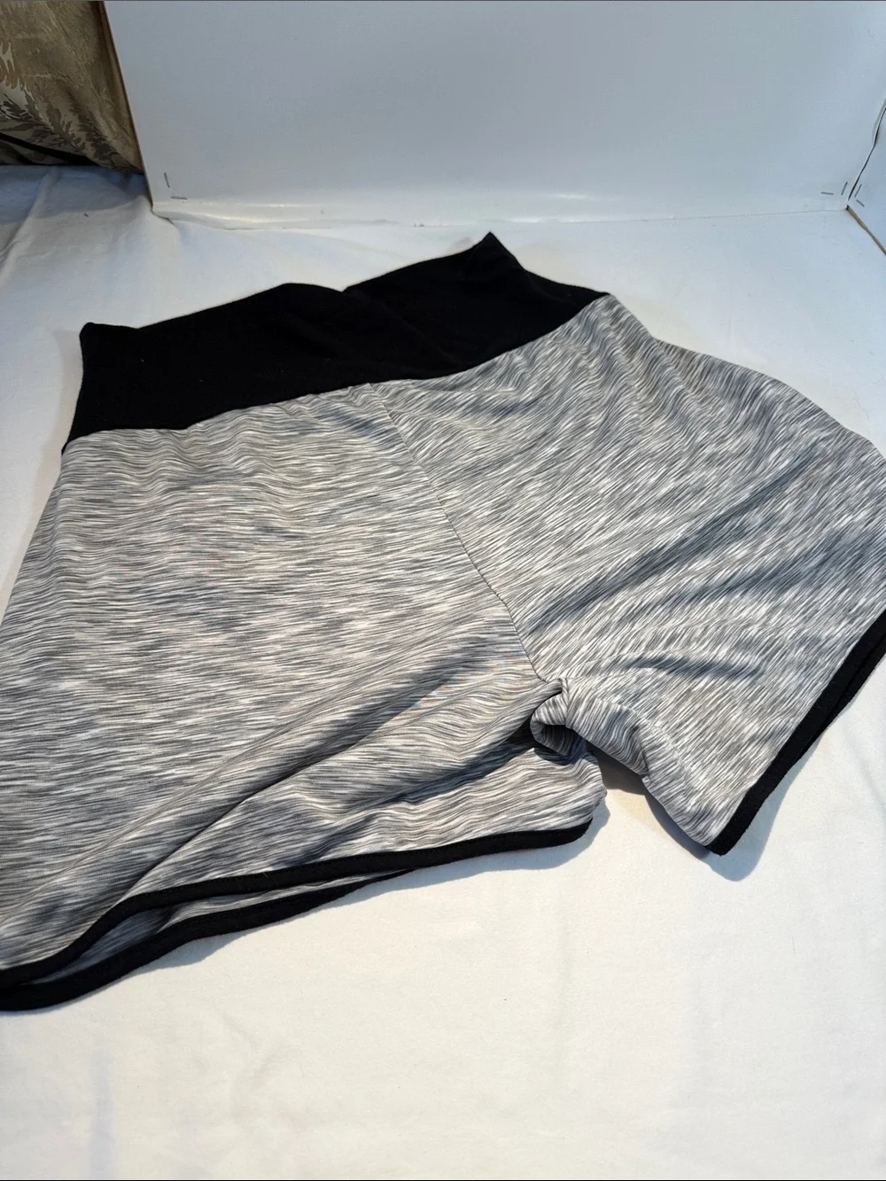 High-Waist Maternity Lounge Shorts in Black & Heather Gray